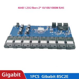 10/100/1000M 8 SC PCBA Board Gigabit Switch Ethernet 8F2E Fiber Optical Media Converter 8 Port 1.25G SC 2 RJ45