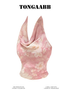 TONGAABB Pure Desire Spicy Girl Gradient Print Halter Vest Womens Spring Summer New Style Refreshing Georgette Slimming Top