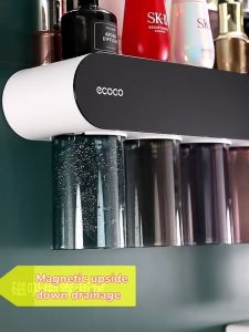 Ecoco Magnetic Toothbrush Holder Automatic Toothpaste Squeezer Dispenser Storage Rack Bathroom Shelf