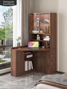 HANYUAN | Modern Corner Desk Vanity with Shelves