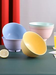 Nipiin 850ML Wheat Straw Bowl Rice Bowl Soup Bowl Stacked Food Storage Bowl