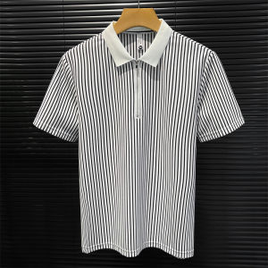 Mens Slim Fit Polo Shirt Summer Thin Casual Short Sleeve Half Zipper T-Shirt Fashionable Urban Style Nylon Spandex Blend