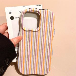 Fashion Glossy Double Color Stripes Case for iPhone 12 13 14 15 16 17 Pro Max 17 Air Color Collision Ultra Thin Shockproof Cover