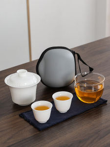 Portable Travel Tea Set Yangliyu Ceramic Two Cups Glass Tea Ocean Public Cup Fairing Tea Brewer Home Use Outdoor Diningware