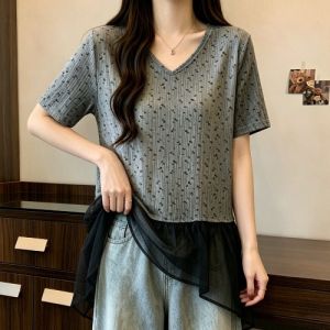 AIYITI | Floral Large Size T-Shirt with Design Flare and Tummy Concealing