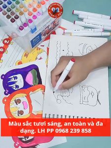 60 Bút Lông Dạ chuẩn Màu Marker 2 Đầu Hộp Nhựa Học sinh Deli CHỐNG THẤM NƯỚC Không Nhoè Có Thể Vẽ Lên mọi đồ vật