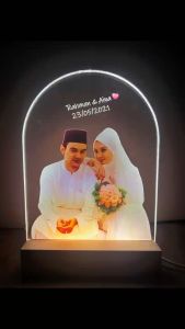 [Ready Stock] Acrylic Custom Photo Printing LED Light Base Wedding Gift Birthday Gift LED Light Lampu Meja