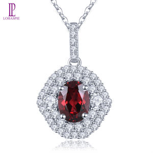 Lohaspie Jewelry Real 1.4 Carat Solid 925 Sterling Silver Pendant Natural Rhodolite Garnet Chrome Diopside Pendant Garnet Pendant For Women Garnet Stone Original Jewelry