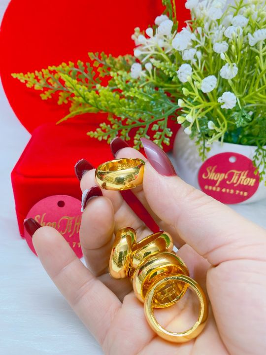 Nhẫn trơn mạ vàng 24k loại nhẫn 1 cây khắc 9999 cao cấp mẫu mới siêu bền màu