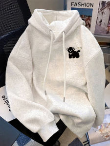 Pure Cotton Hoodie Womens Autumn Winter Thickened Casual Overhead Hat Shirt Korean Style Long Sleeve Print Cartoon Pattern