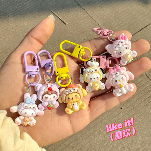 【♡Lovely girls house♡】5Pcs Cute Kuromi Sanrio Girls Keychain Cinnamoroll Cartoon Toy Bag Pendant Kids Mymelody Birthday Gift