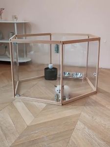 Acrylic Playpen Solid Wood DogHamsterRabbit Transparent Playpen Cage Crate Detachable DIY Fence