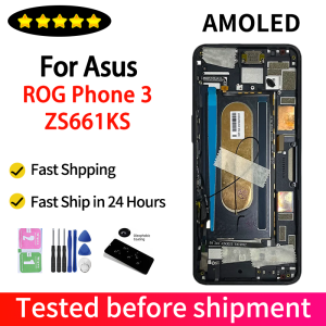 6.59"AMOLED For Asus ROG Phone 3 ROG 3 LCD Display Screen Touch Panel Digitizer For Asus ROG Phone 3 Strix LCD ZS661KS Display