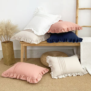 Cotton Pleated Throws Pillow Cover Simple ins European Home Decoration Bedside Sofa Cushion Cover (without core)