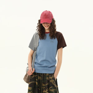 WILDAZI | Vintage Color Block Slim Fit Short T-Shirt
