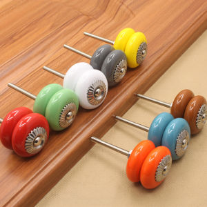 Furniture Cabinet Door Handle Shoe Cabinet Drawer Cabinet Handle European Modern Simple White Single-hole Round Ceramic Handle 家具柜门拉手 鞋柜抽屉橱柜拉手 欧式现代简约白色单孔圆形把手陶瓷 FUNIANQI