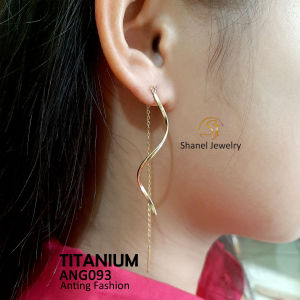 Anting Titanium Spiral Jurai Panjang Elegan Stylish Perhiasan Fashion Import Kualitas Premium ANG093