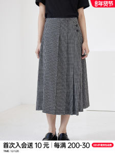 Naegvrre Plaid Mini Skirt High Waist A-Line Slimming Vintage Pleated Skirt Womens Fashion Autumn New Arrival Polyester Blend