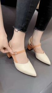Giày cao gót nữ Giày bít mũi nhọn phối da bò 5Cm Giày bánh bèo Xưởng Giày Nhà Bèo Khoacdabo