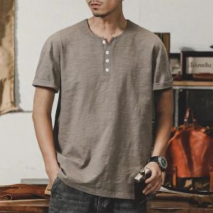 เสื้อยืดฤดูร้อนแฟชั่นเชิ้ตสีพื้นแบบลำลองของผู้ชายเสื้อสไตล์ผู้ชายตามสมัยนิยมสไตล์ยุโรปและอเมริกา