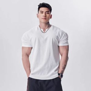 Mens Short Sleeve T-Shirt GD Custom Texture Cuffed Sleeve Fitness Training Sportswear Casual Breathable Polyester Fiber