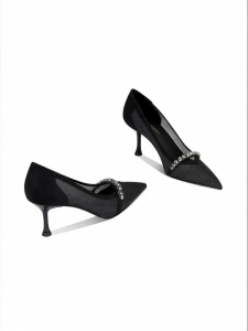 JESSICA SOPHIA | Giày Gót Nhọn Đen Thoáng Khí