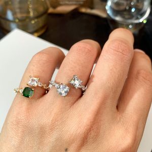 MESU.ACC | Elegant Square Diamond Ring Adjustable
