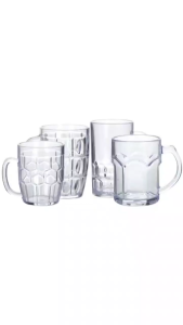 Ly bia trong 380ml 450ml nhựa VIỆT NHẬT - Có quai dáng đứng bầu - Uống nước cà phê - 6361+65