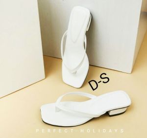 sandal wanita hak tahu heels 3cm model jepit polos real pick terbaru kekinian pashion perempuan COD