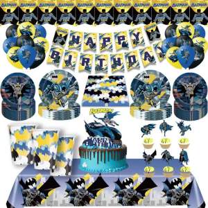 Batman Birthday Party Decorations Paper Plate Cup Tableware Cake Topper Party Supplies Party Favors Gifts Rewards Prizes