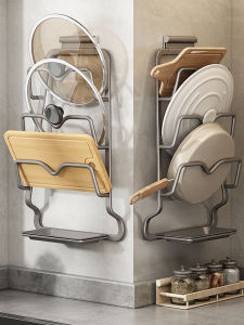 ชั้นวางฝาเตาปูนอ่อนแบบติดผนังได้หลายชั้น ชั้นวางของในครัวแบบอเนกประสงค์สำหรับใช้ในบ้าน ชั้นวางของเก็บของที่มีช่องสำหรับใส่ที่ตัดเนื้อ