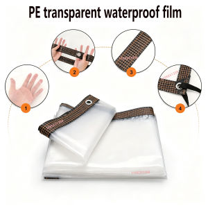 Bạt Phủ Trong Suốt Chống Thấm Nước Có Lỗ Xỏ Kim Loại Chống Tia UV Dùng Làm Mái Che Cho Ban Công Chuồng Gà Bảo Vệ Ngoài Trời