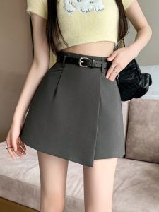 Asymmetric High Waist Wide Leg Suit Skirt Womens Summer Fashion A-Line Short Pants Elegant Casual Mini Skirt Pants