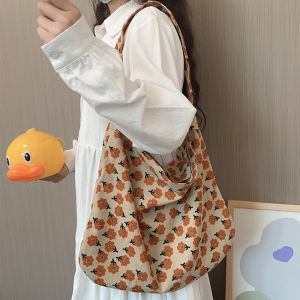 Large Capacity Canvas Shoulder Bag Crossbody Lazy Countryside Style Japanese Artistic Spring Summer Ins Big Capacity Single Shoulder Bag