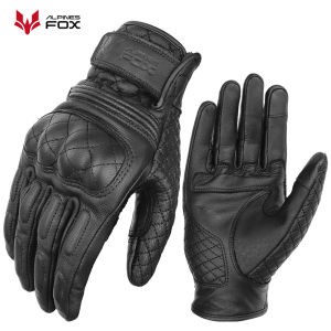 2024 Vintage Leather Motorcycle Gloves Men Black Anti-fall Motorbike Riding Touch Screen Motocross Moto Racing Biker Glove M-XXL