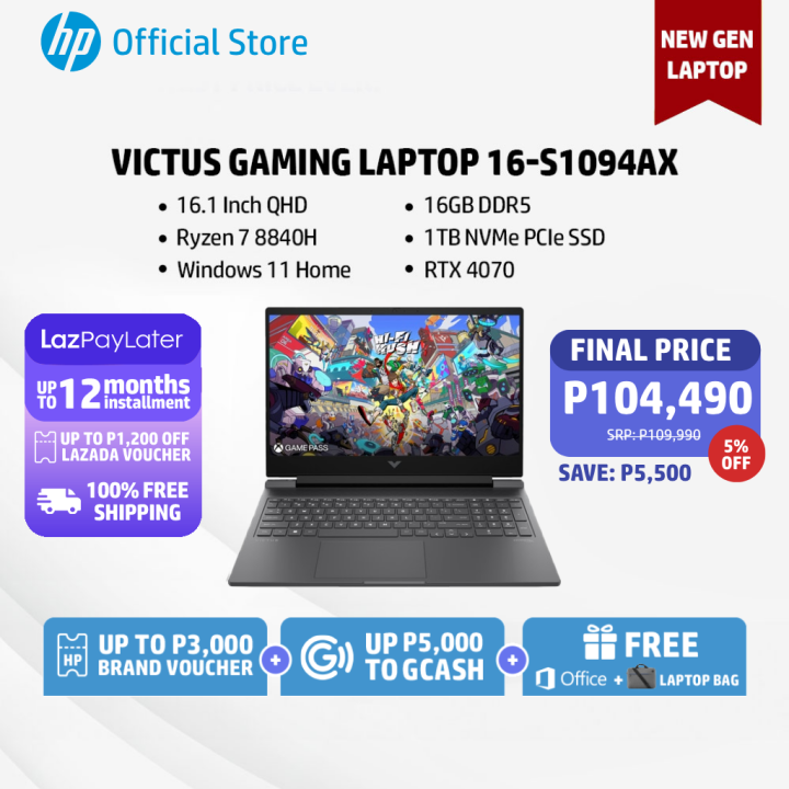 HP Victus Gaming Laptop | 16 inch | R7 8th-Gen,16GB,1TB SSD,Win 11,RTX 4070,2 Yr wrty FREE MS Office
