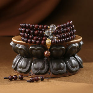 POTALA PALACE | Mantra Prayer Beads 6-Word Mantra Running Ring Lotus Style Wooden Buddhist 108 Beads