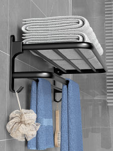 CHIJIAJIE | Space Aluminum Towel Rack Drill-free Storage
