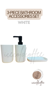 ORIGINAL 3-piece Bathroom Accessories Set White Soap Dispenser Toothbrush Holder Tray