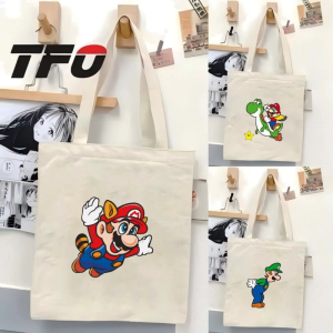 TFO Super Mario Bros. by Nintendo Character Canvas Tote Bag Versatile Ideal College School Tote Bag