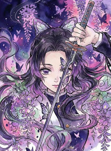 Bandai | DIY Demon Slayer Hashira Diamond Painting Anime Combat Effect Aesthetic Home Wall Decoration Handmade Surprise Gift