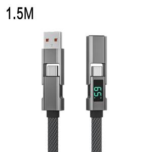 Cáp Sạc Nhanh 4 Trong 1 PD 65W Tích Hợp Màn Hình Hiển Thị Kỹ Thuật Số LED Hỗ Trợ Truyền Dữ Liệu USB Type-C Cho Thiết Bị Thông Minh Tùy Chọn Chiều Dài 1M/1.5M/2M