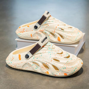 Mens Summer Camouflage Clog Shoes Anti-Slip Two-Way Wear Headed Sandals Driving Sport Beach Breathable Low Heel Thick Bottom