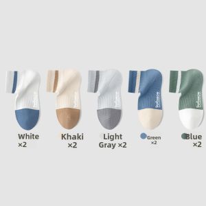 Miiow | Mens Sport Mid-Calf Socks Anti-Odor Absorbent Breathable Anti-Slip Cotton Polyester Blend Knitted Striped Pattern 10 Pairs