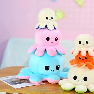 Dream Toy Reversible Flip Stuffed Octopus Plush Doll Soft Simulation Reversible Plush Toy Double-Sided