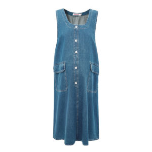 fisherprice | Pregnant Women Two-Piece Suit Cotton Blouse Denim Pinafore Dress