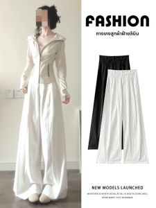 LANMENGYA | Summer New Small Size High-class White Linen Wide-leg Trousers