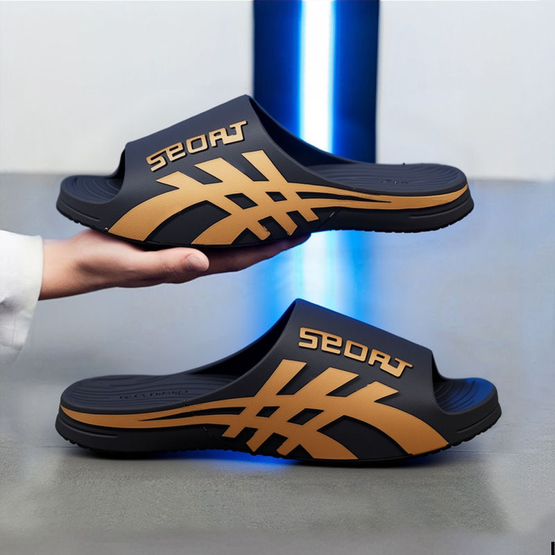 Black Gold Couple Indoor Outdoor Soft PVC Summer New Bathroom Men Women Slippers Breathable Comfortable Grape Particle_voghion.com