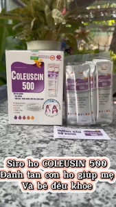 COLEUSCIN 500 - Siro ho giải cảm cúm giảm ho giảm đờm an toàn cho bà bầu trẻ sơ sinh dạng gói - Hộp 20 gói/10ml