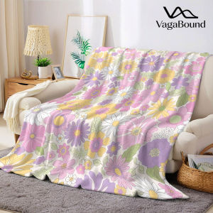 BILIBILI | pastel retro floral Flannel Blanket Warm Soft Halloween Christmas Decorative Couch Warm Cozy All-Season Gift